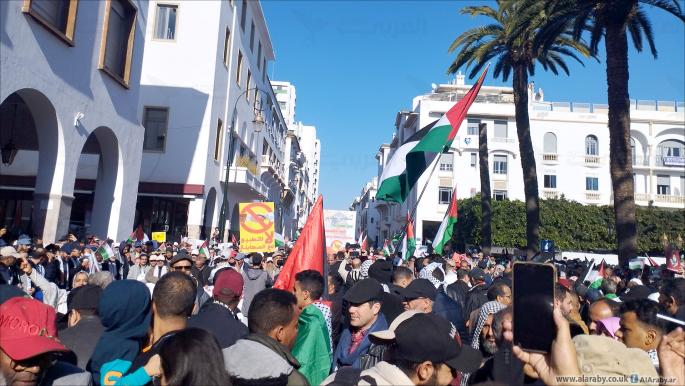 مسيرة حاشدة في المغرب تضامناً مع غزة: أوقفوا الإبادة الجماعية والتطبيع